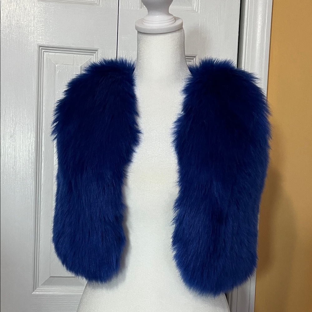 Kids Plush Faux Fur Vest - Royal Blue